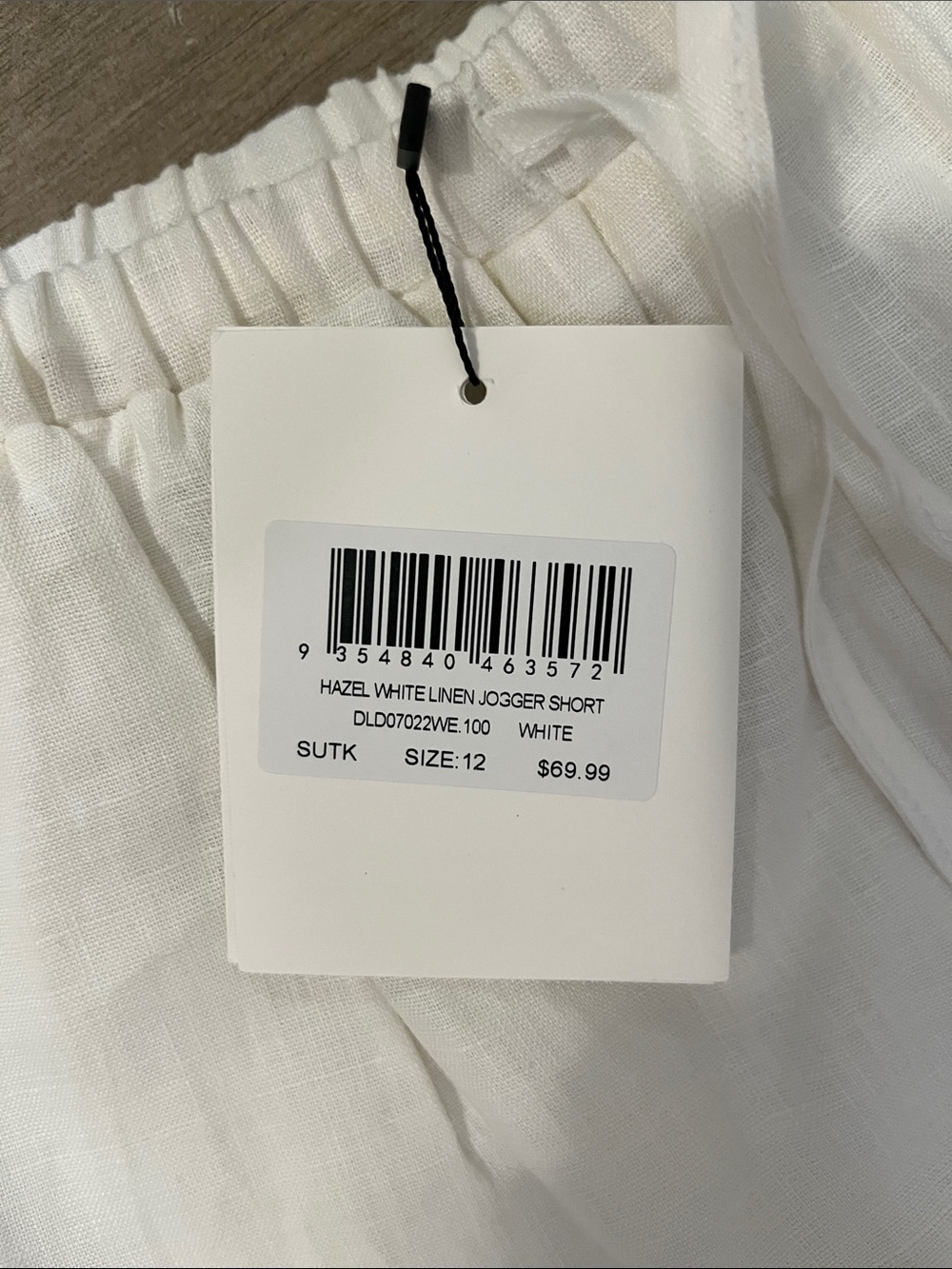 NWT DISSH White/Eggshell Elastic Waist LinenShorts - Picture 3 of 9